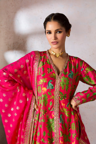 Pink Tropical Printed Kurta Set by House Of Masaba, available on Indiaspopup.com