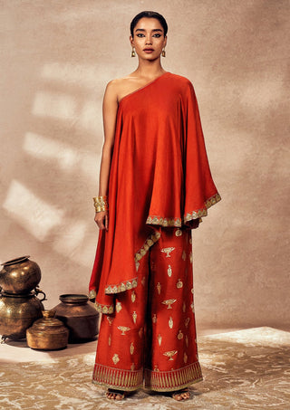 Rust Potters Touch Tunic And Pants by House Of Masaba, available on Indiaspopup.com