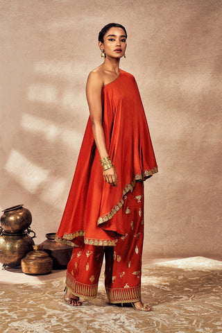 Rust Potters Touch Tunic And Pants by House Of Masaba, available on Indiaspopup.com