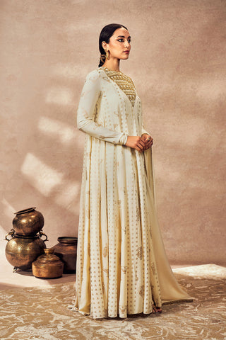 Ivory Potters Touch Anarkali And Dupatta by House Of Masaba, available on Indiaspopup.com