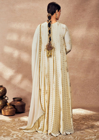 Ivory Potters Touch Anarkali And Dupatta by House Of Masaba, available on Indiaspopup.com