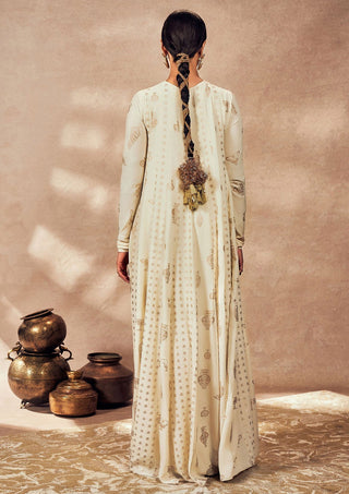 Ivory Potters Touch Anarkali And Dupatta by House Of Masaba, available on Indiaspopup.com