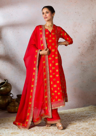 Red Trinkets Printed Kurta Set by House Of Masaba, available on Indiaspopup.com