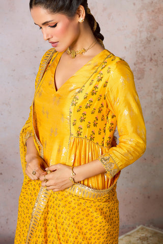 Yellow Mystic Foil Printed Kurta Set by House Of Masaba, available on Indiaspopup.com