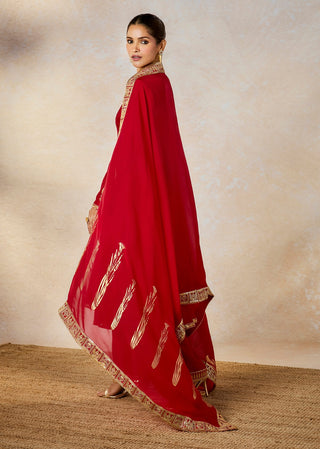 Red whispering a-line kurta set