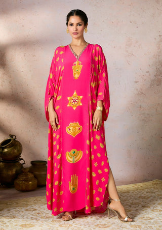 Pink Trinkets Patchwork Kaftan by House Of Masaba, available on Indiaspopup.com