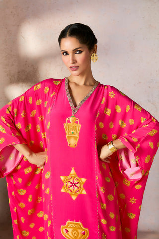 Pink trinkets patchwork kaftan