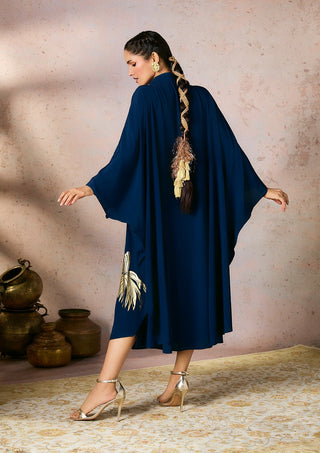 Blue palm foil kaftan