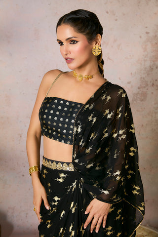 Black mystic drape sari and blouse