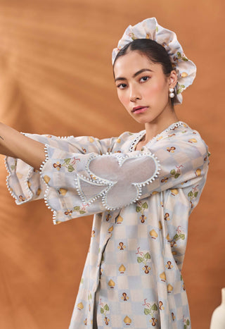 Powder Blue Checkers Bloom Tunic And Pants by House Of Masaba available on Indiaspopup.com