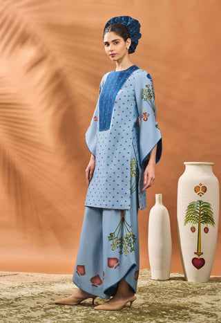 Powder Blue Spade Blossom Tunic And Pants by House Of Masaba available on Indiaspopup.com