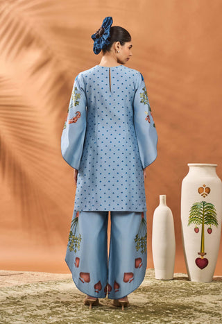 Powder Blue Spade Blossom Tunic And Pants by House Of Masaba available on Indiaspopup.com