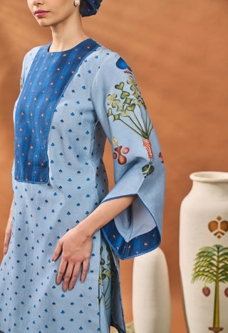 Powder Blue Spade Blossom Tunic And Pants by House Of Masaba available on Indiaspopup.com