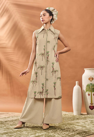 Sage green blooming board tunic and pants