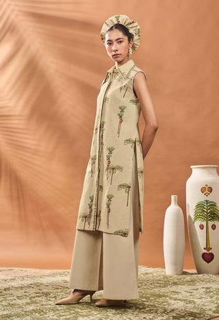 Sage green blooming board tunic and pants