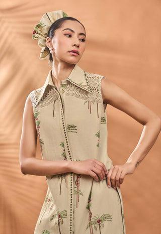 Sage green blooming board tunic and pants