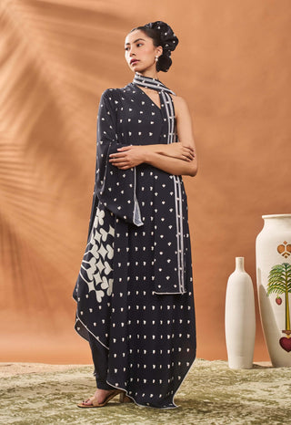 Black All Fours One Shoulder Tunic And Pants by House Of Masaba available on Indiaspopup.com