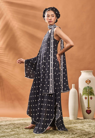 Black All Fours One Shoulder Tunic And Pants by House Of Masaba available on Indiaspopup.com