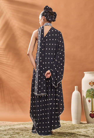 Black All Fours One Shoulder Tunic And Pants by House Of Masaba available on Indiaspopup.com