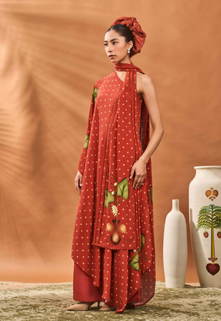 Red Meadow One Shoulder Tunic And Pants by House Of Masaba available on Indiaspopup.com