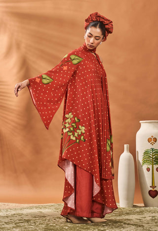 Red Meadow One Shoulder Tunic And Pants by House Of Masaba available on Indiaspopup.com