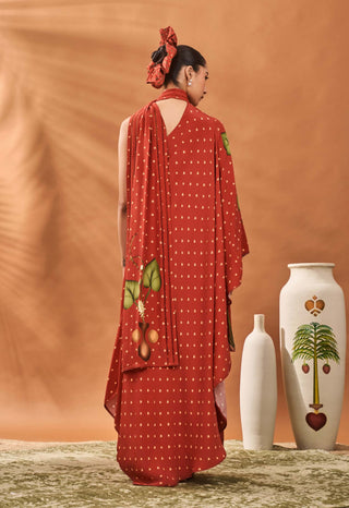 Red Meadow One Shoulder Tunic And Pants by House Of Masaba available on Indiaspopup.com