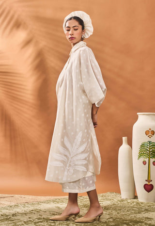 Chanderi Trellis Palm Kaftan Set by House Of Masaba available on Indiaspopup.com