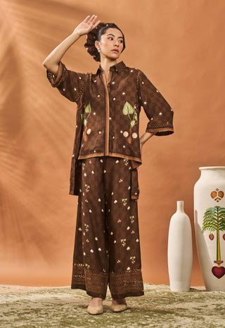 Brown Checkers Bloom Tunic And Skirt by House Of Masaba available on Indiaspopup.com