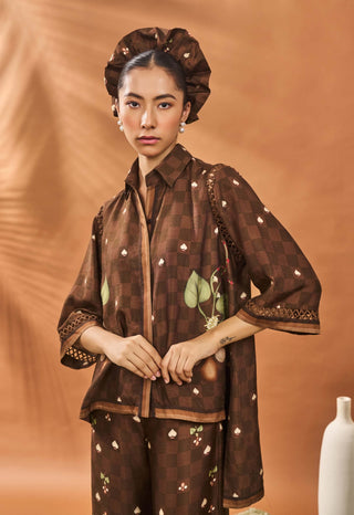 Brown Checkers Bloom Tunic And Skirt by House Of Masaba available on Indiaspopup.com