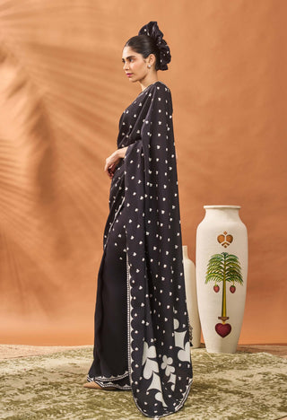 Black All Fours Sari And Blouse by House Of Masaba available on Indiaspopup.com