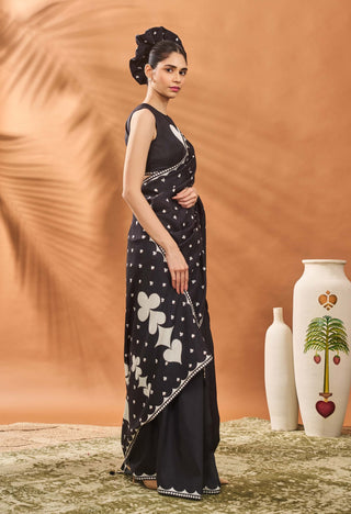 Black All Fours Sari And Blouse by House Of Masaba available on Indiaspopup.com