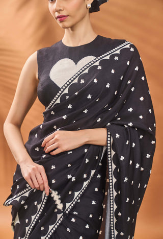 Black All Fours Sari And Blouse by House Of Masaba available on Indiaspopup.com
