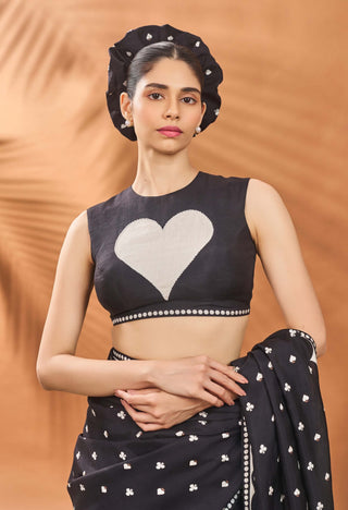 Black All Fours Sari And Blouse by House Of Masaba available on Indiaspopup.com