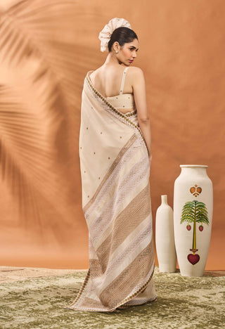 Ivory Tree Of Hearts Sari And Blouse by House Of Masaba available on Indiaspopup.com