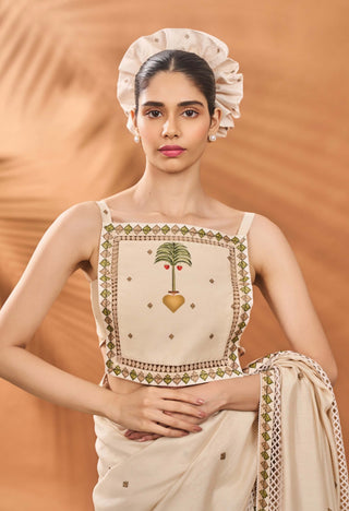 Ivory Tree Of Hearts Sari And Blouse by House Of Masaba available on Indiaspopup.com