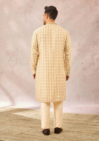 House Of Masaba Men Malai Ivory Burfi Kurta available on indiaspopup