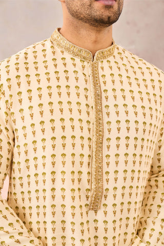 House Of Masaba Men Malai Ivory Burfi Kurta available on indiaspopup