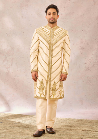 Ivory malai burfi sherwani set