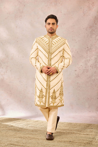 Ivory malai burfi sherwani set