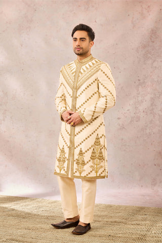 Ivory malai burfi sherwani set