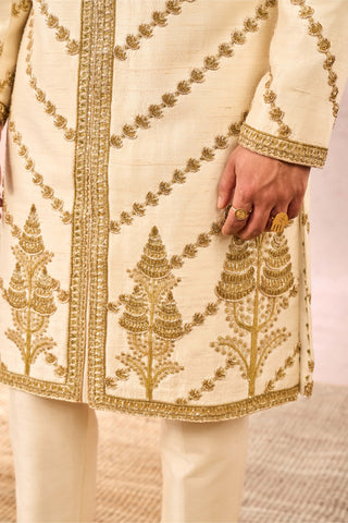 Ivory malai burfi sherwani set