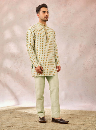 House Of Masaba Men Kashni Sage Green Kurta available on indiaspopup