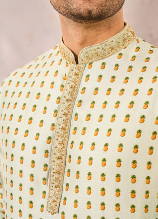 House Of Masaba Men Kashni Sage Green Kurta available on indiaspopup