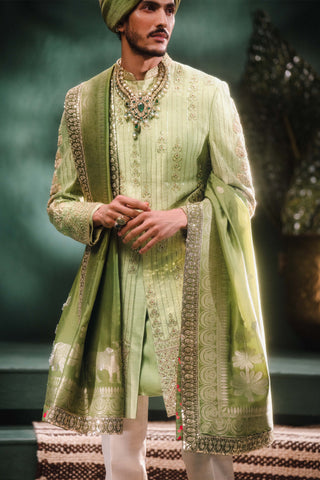 Green Pista Barfi Raja Koti Set by House Of Masaba Men available on Indiaspopup.com