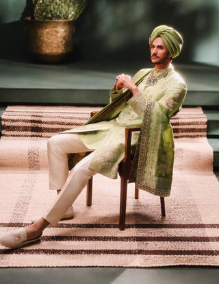 Green Pista Barfi Raja Koti Set by House Of Masaba Men available on Indiaspopup.com