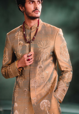 Beige Kesar Varak Sherwani Set by House Of Masaba Men available on Indiaspopup.com