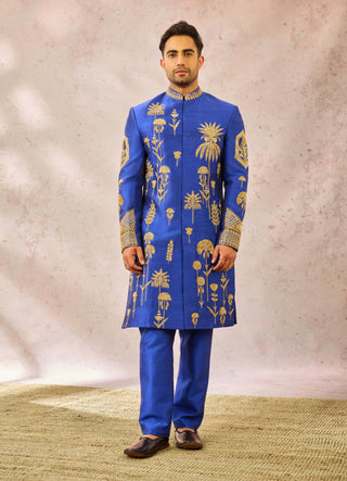 Navy blue neel bahar sherwani set