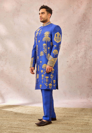 Navy blue neel bahar sherwani set