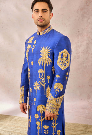 Navy blue neel bahar sherwani set