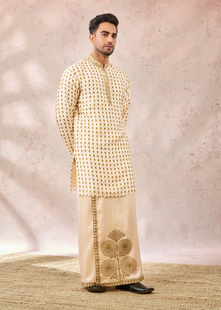 Ivory kalakand veshti dhoti and kurta